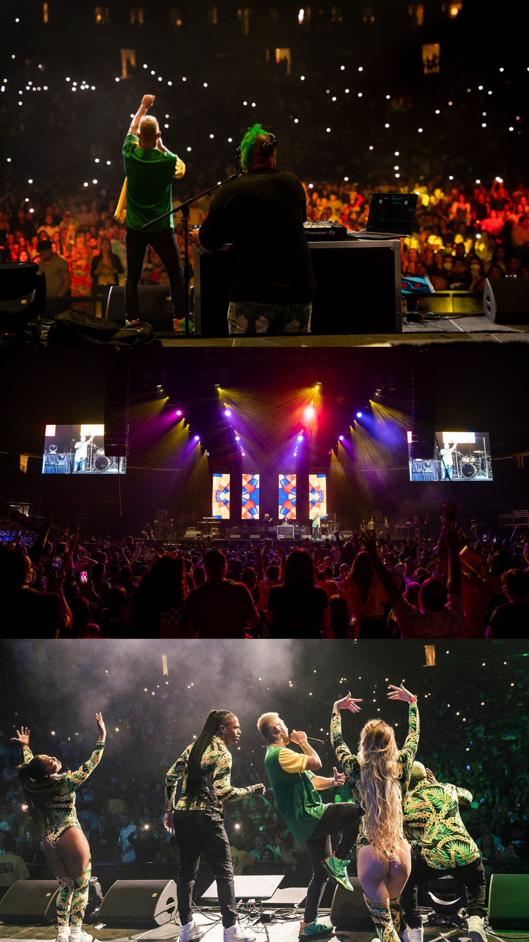 Heider Gonzalez con bandera frente a multitud iluminada por celulares